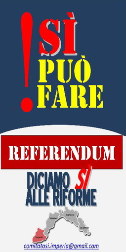 Nasce il comitato 'Si può fare Imperia': è promotore del 'Si' al prossimo referendum costituzionale Nasce il comitato 'Si può fare Imperia': è promotore del 'Si' al prossimo referendum costituzionale