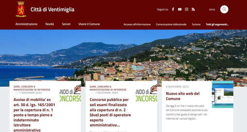 Ventimiglia: da oggi è on line il nuovo sito web del comune, nuovo design e servizi più fruibili Ventimiglia: da oggi è on line il nuovo sito web del comune, nuovo design e servizi più fruibili