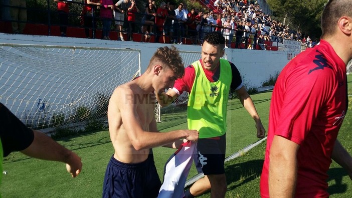 Luca Arrigo subito dopo aver segnato il momentaneo 1-1 domenica scorsa contro la Sanstevese