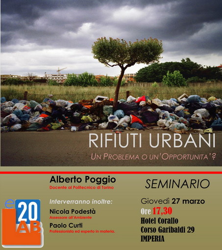 Imperia: il 27 marzo per 'E20Lab' appuntamento con il seminario sul tema dei rifiuti urbani
