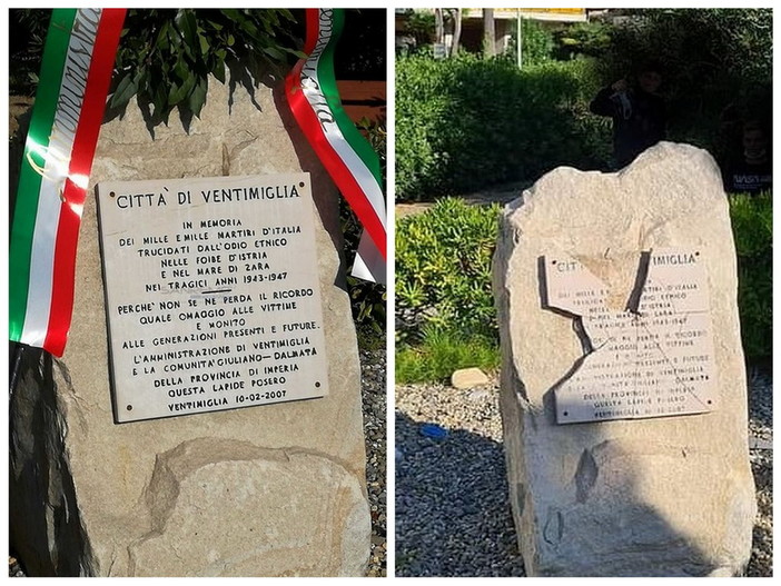 Ventimiglia: atto vandalico alla lapide delle Foibe, 'CulturaIdentità' chiede alla politica di unirsi alla condanna
