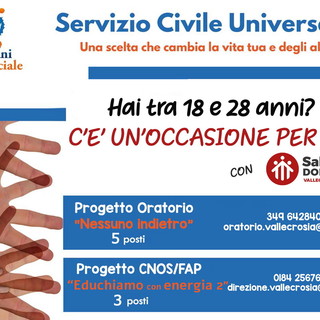 Otto posti per svolgere il Servizio Civile all'Opera Salesiana di Vallecrosia e al centro CnosFap