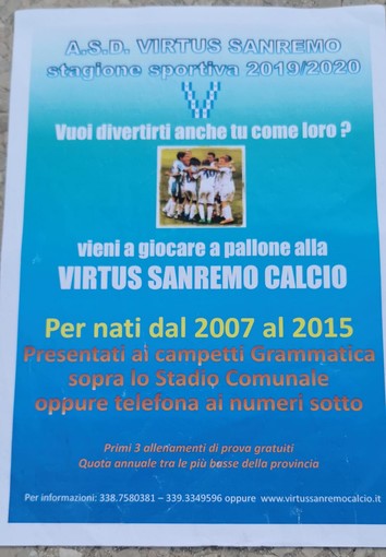 Calcio. Virtus Sanremo 2011, il settore giovanile riparte: l'organigramma e le date dei raduni