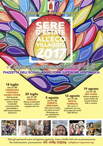 Ventimiglia: sabato ultima serata di spettacolo all'Ecovillaggio di Torri Superiore Ventimiglia: sabato ultima serata di spettacolo all'Ecovillaggio di Torri Superiore