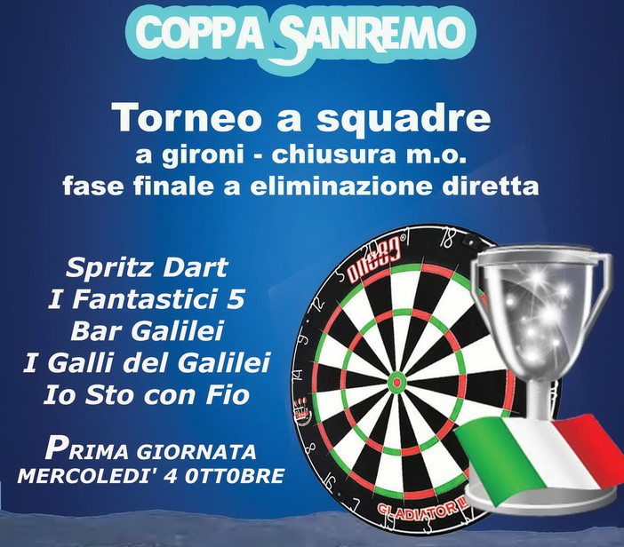 Freccette: al via la prima edizione della 'Coppa Sanremo' di soft dart