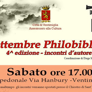 Ventimiglia: tre appuntamenti all'isola pedonale con 'Settembre Philobiblon' Ventimiglia: tre appuntamenti all'isola pedonale con 'Settembre Philobiblon'
