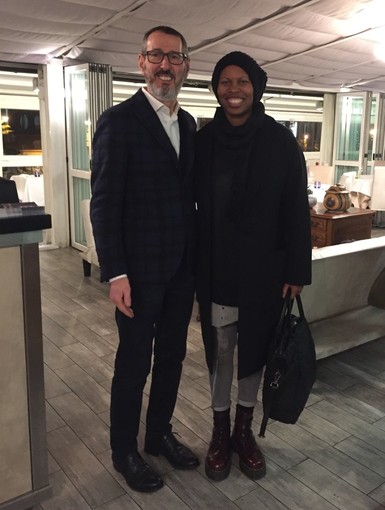 Skin con il titolare del Glam Roberto Berio