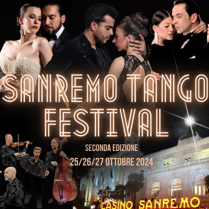 Sanremo: dal 25 al 27 ottobre torna l'appuntamento con il Tango al Casinò, in arrivo artisti di fama mondiale Sanremo: dal 25 al 27 ottobre torna l'appuntamento con il Tango al Casinò, in arrivo artisti di fama mondiale