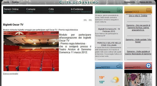 Sanremo: lettrice &quot;Sul sito del Comune invece dei carri fioriti si legge di biglietti... per l'Oscar Tv!&quot;