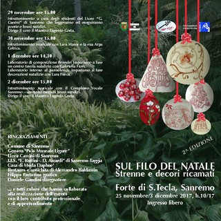 Sanremo: al Forte di Santa Tecla arriva, 'Sul filo del Natale'. Venerdì l'inaugurazione Sanremo: al Forte di Santa Tecla arriva, 'Sul filo del Natale'. Venerdì l'inaugurazione