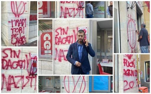 Imperia, "Sindacati nazisti, traditori dei lavoratori": vandalizzata la sede della Cgil (Foto e video)