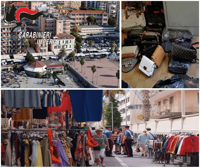 Ventimiglia: uno straniero denunciato e più di 100 articoli sequestrati dai Carabinieri oggi al mercato settimanale Ventimiglia: uno straniero denunciato e più di 100 articoli sequestrati dai Carabinieri oggi al mercato settimanale