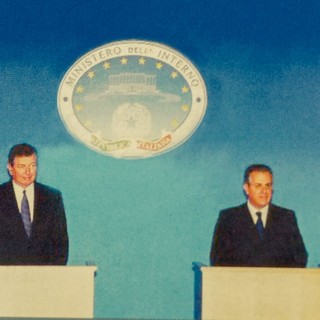 Claudio Scajola insieme a John Ashcroft, Ministro Usa della Giustizia e dell'Interno dal 2001 al 2005