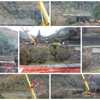 Rocchetta Nervina: rimosso il ponte che per quasi un anno ha consentito il transito sulla Provinciale 64 (Foto e Video)