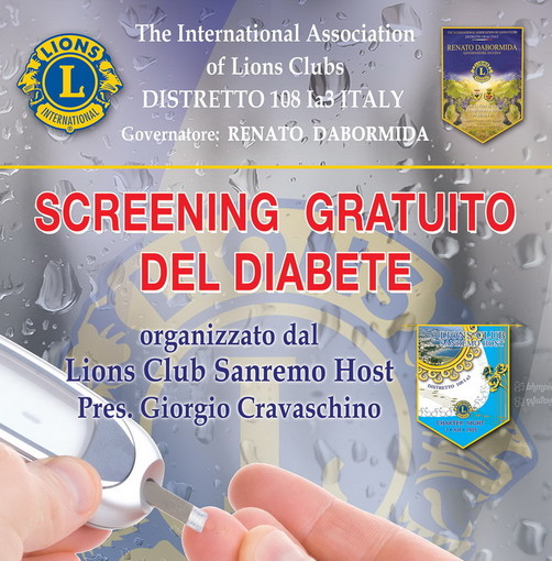 Sabato prossimo il Lions Club Sanremo Host, davanti al cinema Centrale, aiuta a prevenire il Diabete