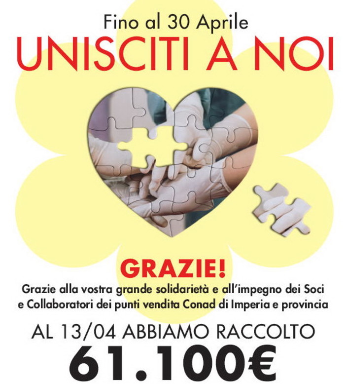 Oltre 61mila euro raccolti da Conad grazie alle donazioni dei clienti: con i 45mila già versati si superano i 100mila