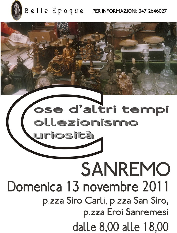Sanremo: domenica ritorna il mercatino dell'Antiquariato nelle piazze storiche