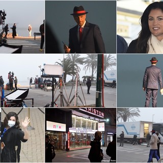 Le riprese in piazzale Dapporto (foto Tonino Bonomo)