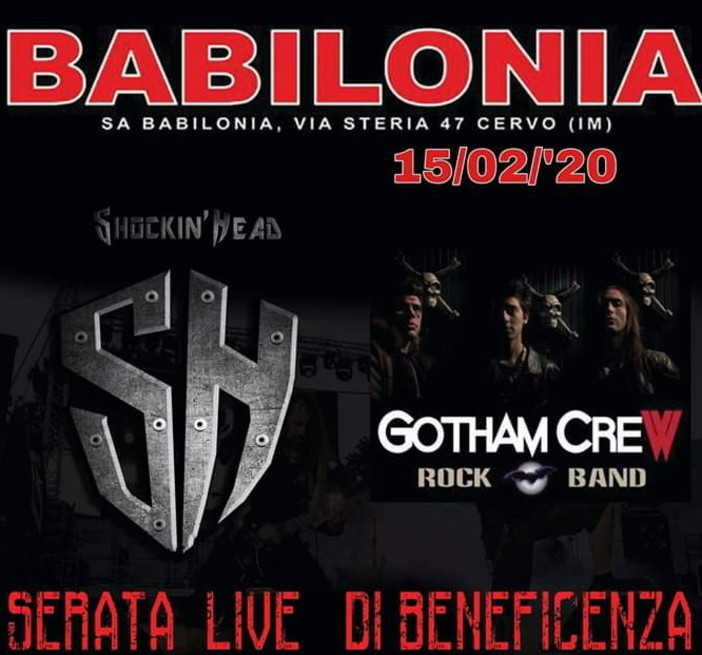 Cervo: due gruppi metal di Ventimiglia e Sanremo insieme per raccogliere fondi per la 'Giraffa a Rotelle' Cervo: due gruppi metal di Ventimiglia e Sanremo insieme per raccogliere fondi per la 'Giraffa a Rotelle'