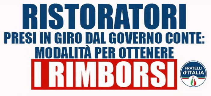 'SosRistoranti': Fratelli d'Italia della nostra provincia lancia una 'class action' per chiedere i ristori al Governo