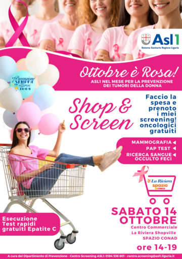 Per “Ottobre Rosa” screening gratuiti al centro commerciale di Arma di Taggia Per “Ottobre Rosa” screening gratuiti al centro commerciale di Arma di Taggia