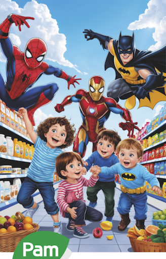 I tuoi supereroi preferiti ti aspettano al Pam! I tuoi supereroi preferiti ti aspettano al Pam!