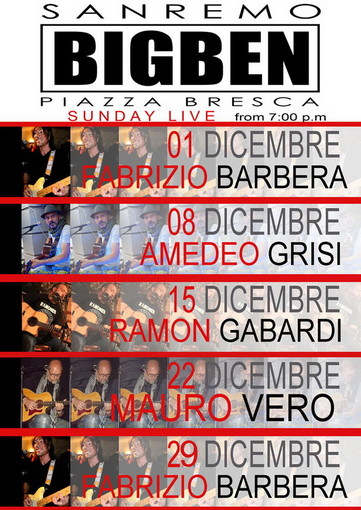 Sanremo: domenica sera nuovo appuntamento con la musica 'acustica' al 'Big Ben' di piazza Bresca