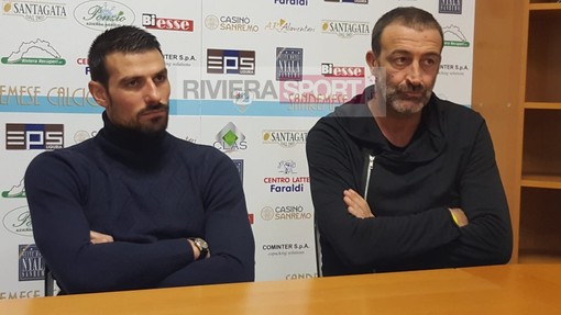 Alessandro Lupo, allenatore della Sanremese con Tommaso Lella Alessandro Lupo, allenatore della Sanremese con Tommaso Lella