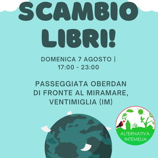 Ventimiglia: domenica prossima con 'Alternativa Intemelia' torna l'appuntamento con lo 'Scambio dei libri' Ventimiglia: domenica prossima con 'Alternativa Intemelia' torna l'appuntamento con lo 'Scambio dei libri'
