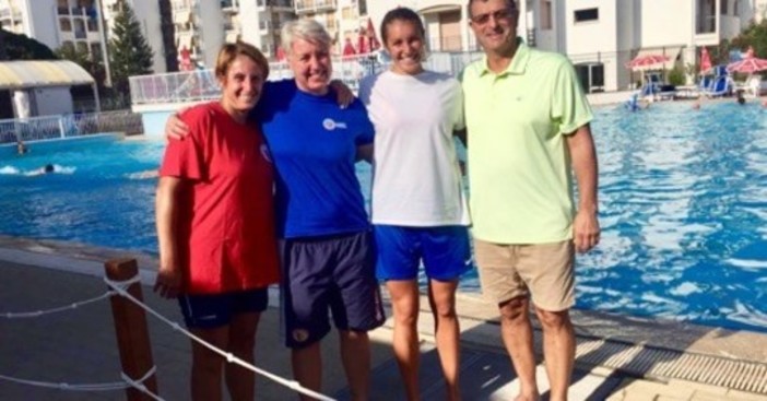 Nella foto, da sinistra collaboratrice Francesca Giulini, Allenatore Mercedesz Stieber, Sara Amoretti, Team Manager Paolo Ragosa