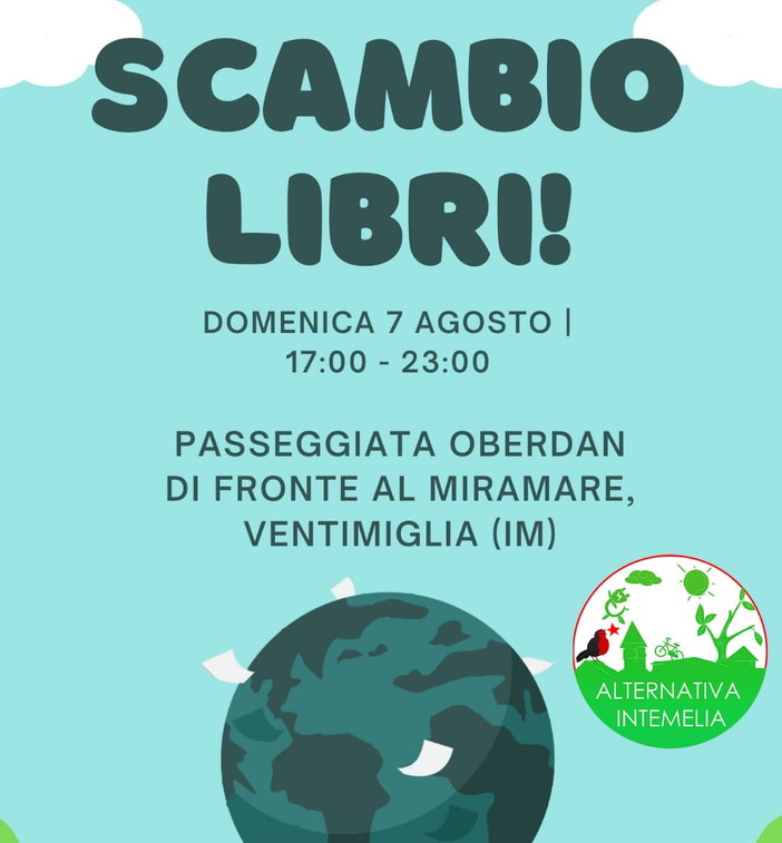 Ventimiglia: domenica prossima con 'Alternativa Intemelia' torna l'appuntamento con lo 'Scambio dei libri'