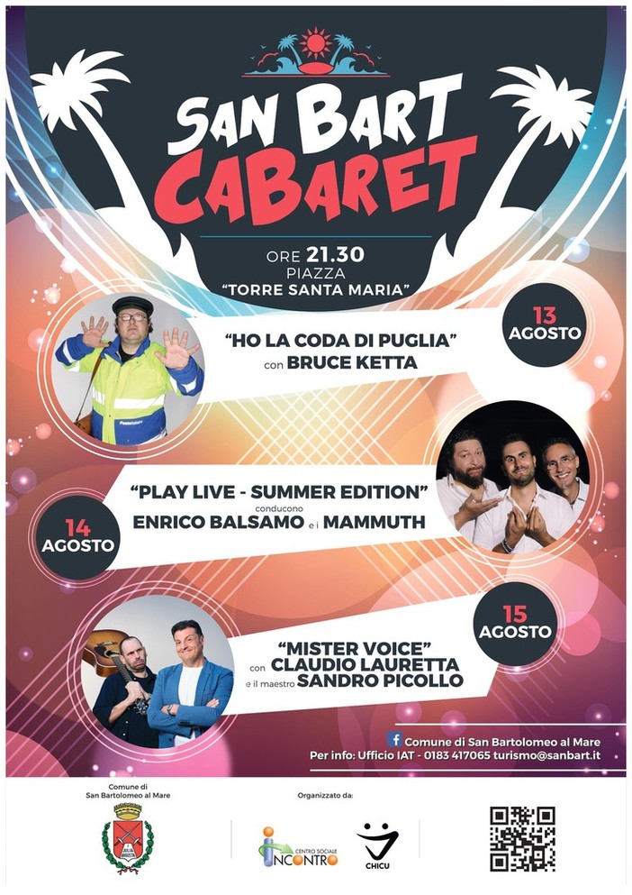 Da domenica a martedì a San Bartolomeo al Mare 'San Bart Cabaret': tre serate per ridere a crepapelle Da domenica a martedì a San Bartolomeo al Mare 'San Bart Cabaret': tre serate per ridere a crepapelle