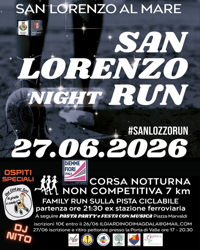 San Lorenzo Night Run, torna la corsa notturna sulla pista ciclopedonale: aperte le iscrizioni alla terza edizione