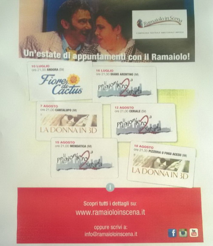 Imperia: domenica in frazione Cantalupo la compagnia 'Ramaiolo in scena' con lo spettacolo 'Donna in 3D'