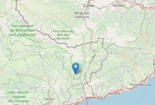 Lieve scossa di terremoto oggi pomeriggio alle 13.40 in Val Roya vicino a Sospel con magnitudo 2,2 Lieve scossa di terremoto oggi pomeriggio alle 13.40 in Val Roya vicino a Sospel con magnitudo 2,2
