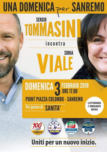 Sanremo: domenica prossima al point di piazza Colombo Sergio Tommasini e Sonia Viale per parlare di sanità Sanremo: domenica prossima al point di piazza Colombo Sergio Tommasini e Sonia Viale per parlare di sanità