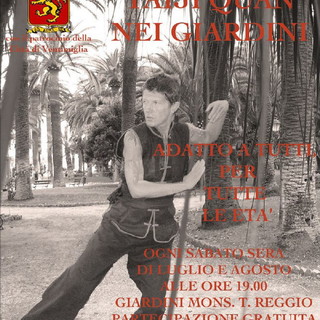 Ventimiglia: domani ai Giardini Mons. T. Reggio iniziano i corsi gratuiti di Taiji Quan