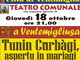 Ventimiglia: al via oggi pomeriggio la prevendita dei posti per lo spettacolo 'Tunin Curbagi' Ventimiglia: al via oggi pomeriggio la prevendita dei posti per lo spettacolo 'Tunin Curbagi'