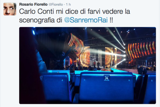 #Sanremo2016: “Carlo Conti mi dice di farvi vedere la scenografia”, il tweet di Fiorello dal Teatro Ariston