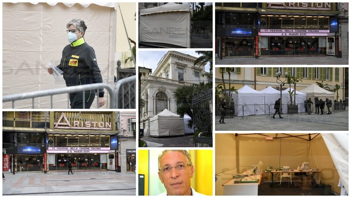 Festival di Sanremo: allestite le tende per eseguire i tamponi al personale Rai all'Ariston e al Casinò (Foto)