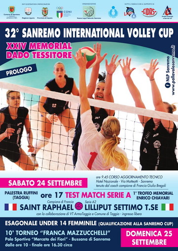 Volley: una sfida di Serie A e tre tornei giovanili per la 32a Sanremo Cup Dado Tessitore
