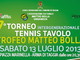 Arma di Taggia: domani sera 7a edizione del torneo di tennistavolo dell'associazione Matteo Bolla