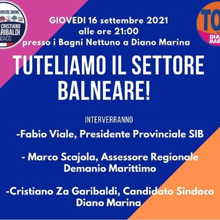 Diano Marina: domani ai bagni Nettuno Za Garibaldi e Marco Scajola incontrano gli operatori del settore balneare Diano Marina: domani ai bagni Nettuno Za Garibaldi e Marco Scajola incontrano gli operatori del settore balneare
