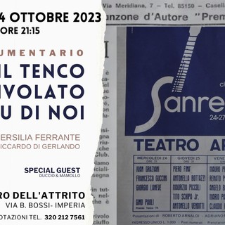 Imperia: proiezione de "Il Tenco scivolato su di noi (graffiti dal 1974)" di Ersilia Ferrante