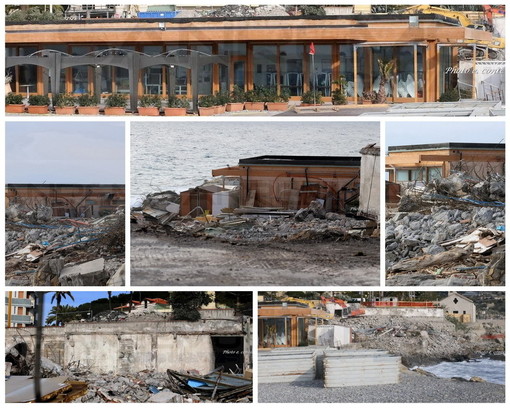 Bordighera: terminata ieri la demolizione della rotonda di Sant'Ampelio, le foto di Eugenio Conte