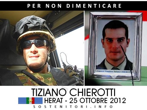 Sanremo: la zona Ovest di Pian di Nave verrà a breve intitolata al Caporal Maggiore Tiziano Chierotti Sanremo: la zona Ovest di Pian di Nave verrà a breve intitolata al Caporal Maggiore Tiziano Chierotti