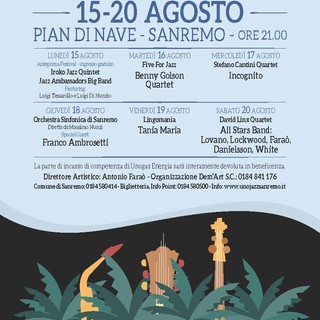 Sanremo: cresce l'attesa nella città dei fiori in vista del Festival UnoJazz in programma dal 15 al 20 agosto Sanremo: cresce l'attesa nella città dei fiori in vista del Festival UnoJazz in programma dal 15 al 20 agosto