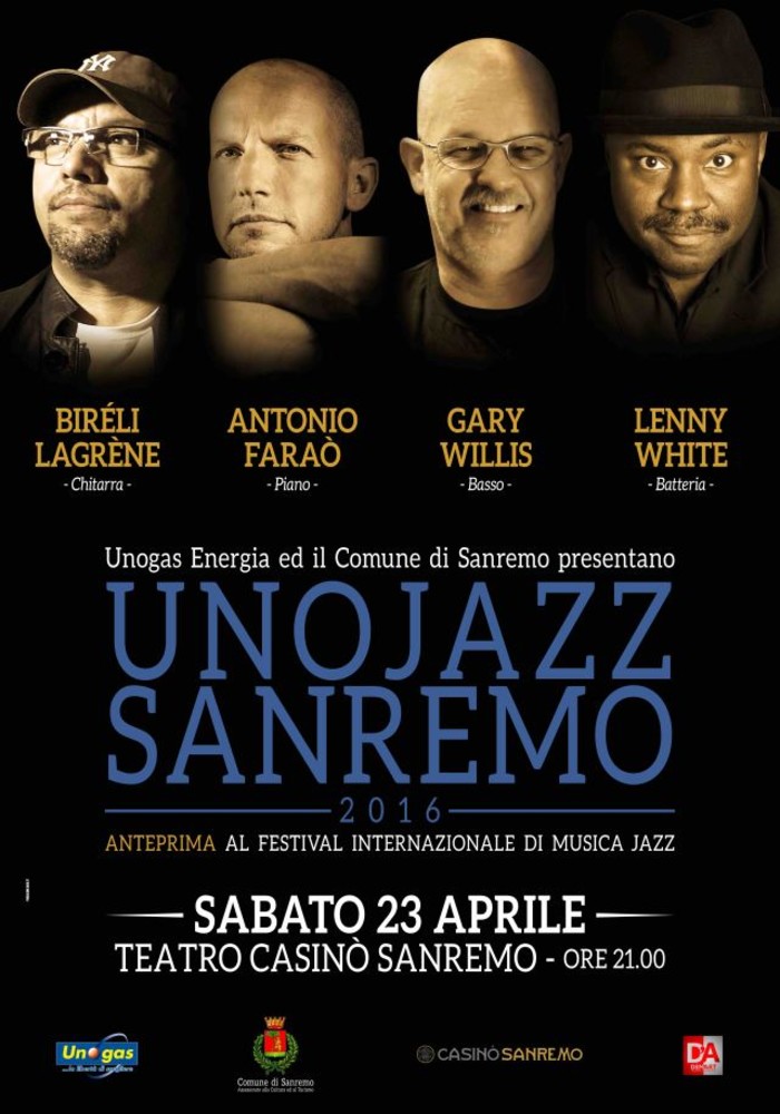 Sanremo: domani al Teatro dell'Opera del Casinò concerto di “Lagrene Faraò Willis White Quartet" Sanremo: domani al Teatro dell'Opera del Casinò concerto di “Lagrene Faraò Willis White Quartet"