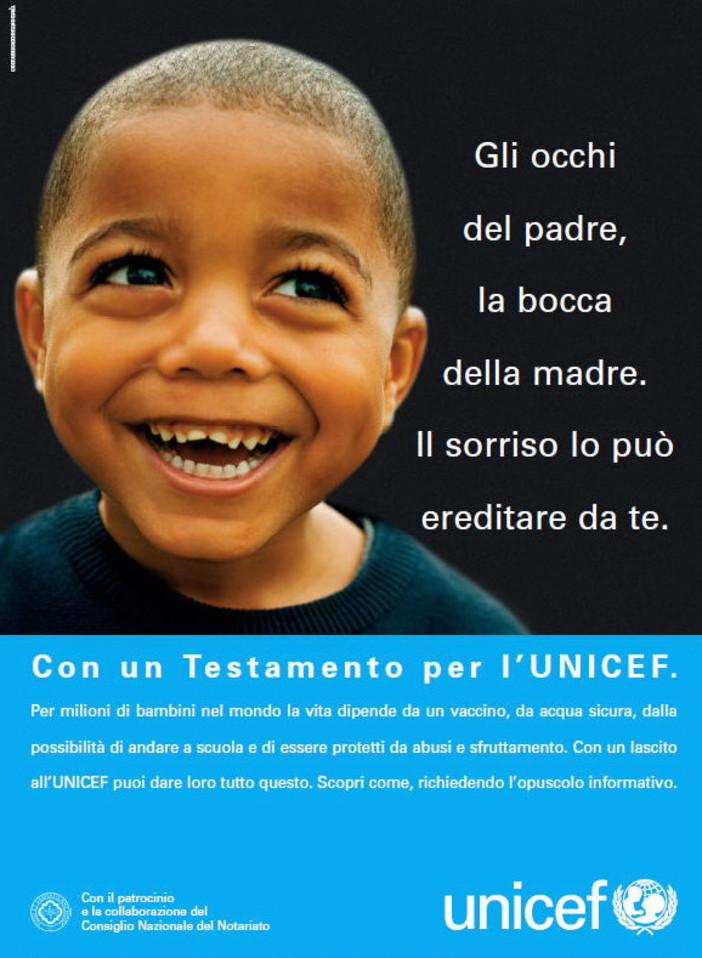 Anche nella nostra provincia come in tutto il mondo l'UNICEF celebra domani la 'Giornata Internazionale dei Lasciti'