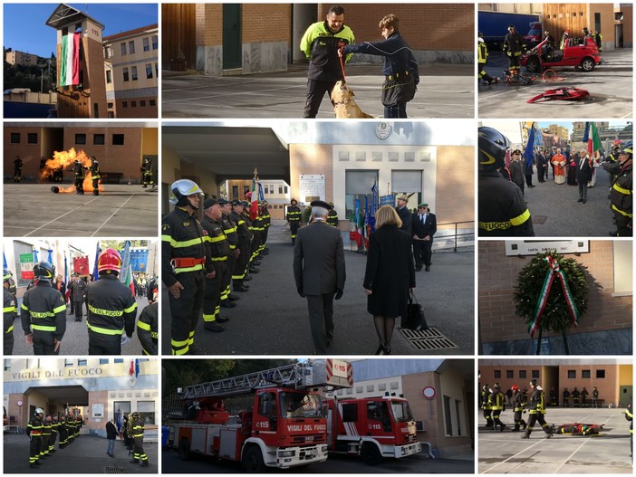 Imperia: i Vigili del Fuoco festeggiano Santa Barbara, il comandante Romano "Un anno intenso segnato dalla tragedia del ponte Morandi" (Foto e video)